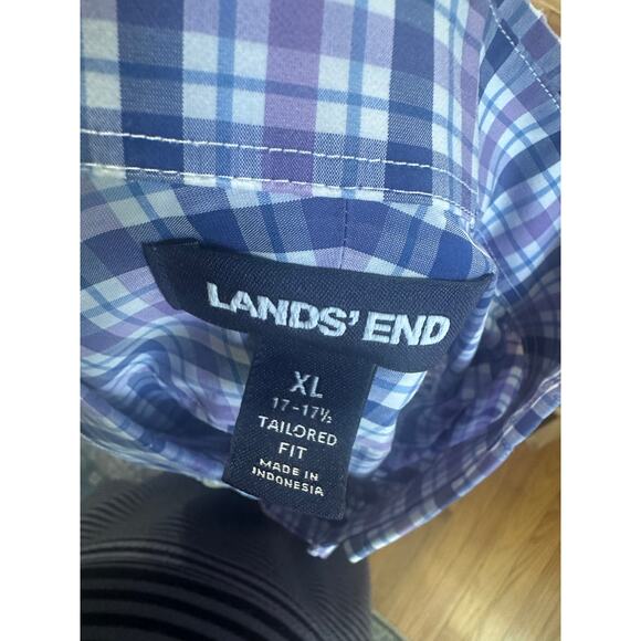 Lands’ End Blue Long Sleeve Tailored Fit Button-Up Shirt Size XL - Picture 6 of 6